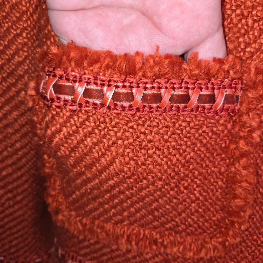 Dialogue Women's Tweed Orange Lined Textured Blazer Jacket Coat Size 12